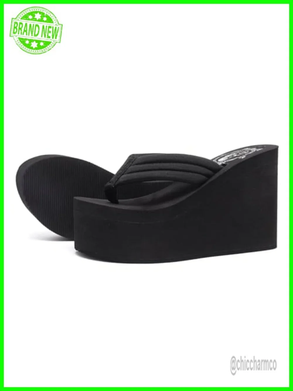 Wedge Sandals Platform Flip Flops Rhinestone Bling Summer Beach